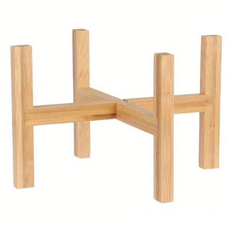 JJTZ Bamboo Tray Potted Plant Holder Flower Shelf Cross-shaped Storage Rack Holder, Size XL JJTZ Bamboo Tray Potted Plant Holder Flower Shelf Cross-shaped Storage Rack Holder, Size XL